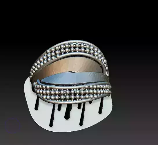 ring56 silver ring with beading