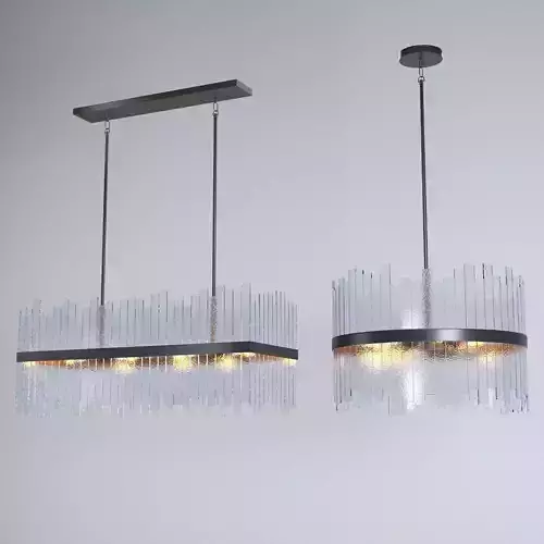 Sander Staggered Glass Chandelier Circular and Rectangular 3D model