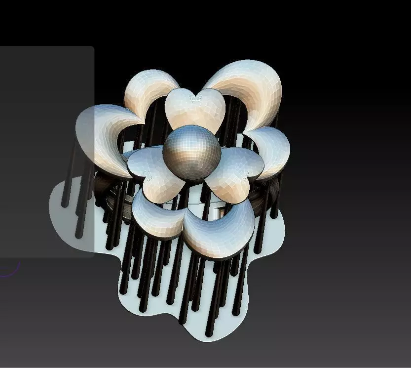 ring50 silver flower hair comb 3D print model