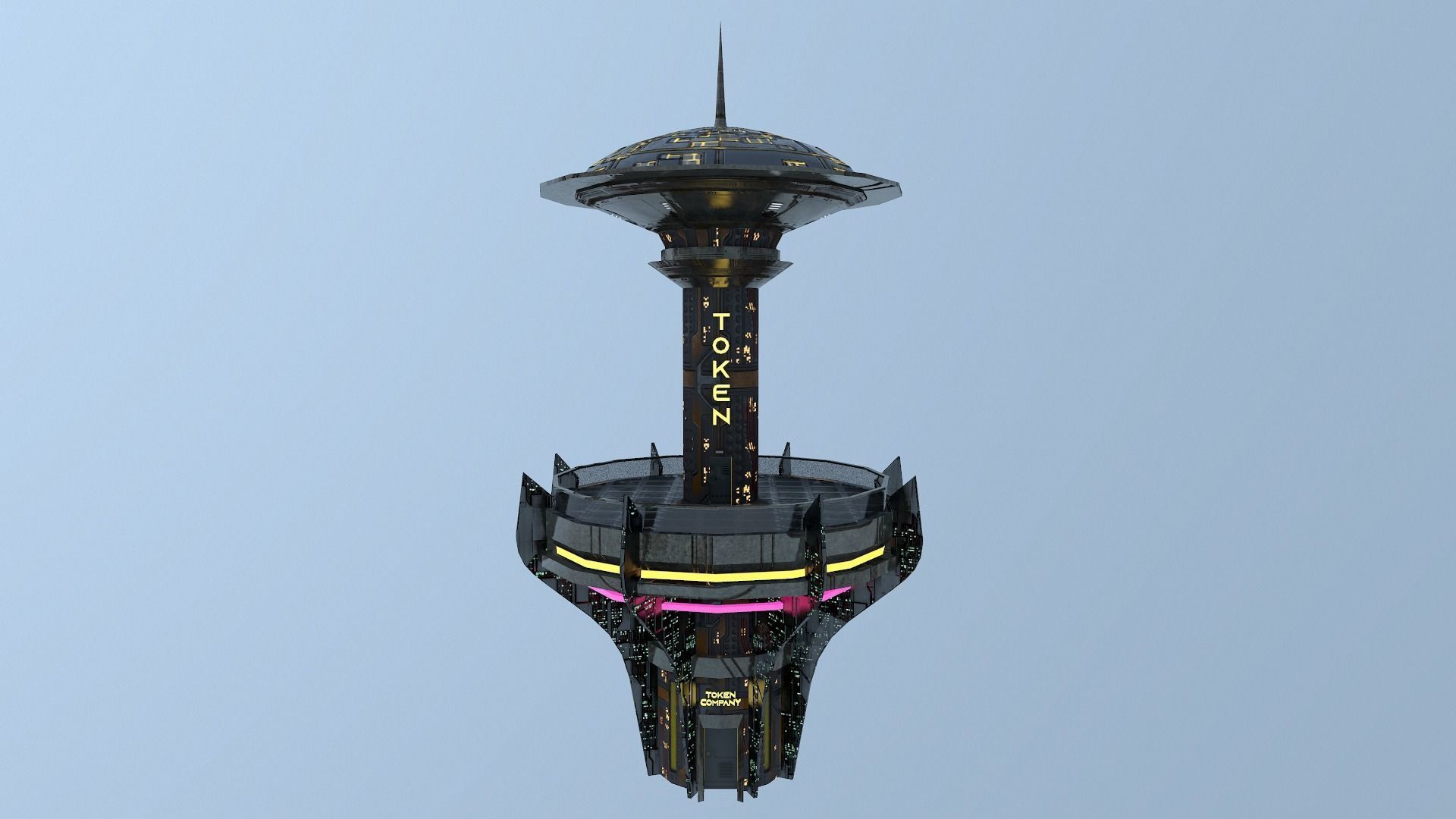 Cyberpunk City - Building 26 -TOKEN Skyscrape Low-poly 3D model Low-poly 3D model_14