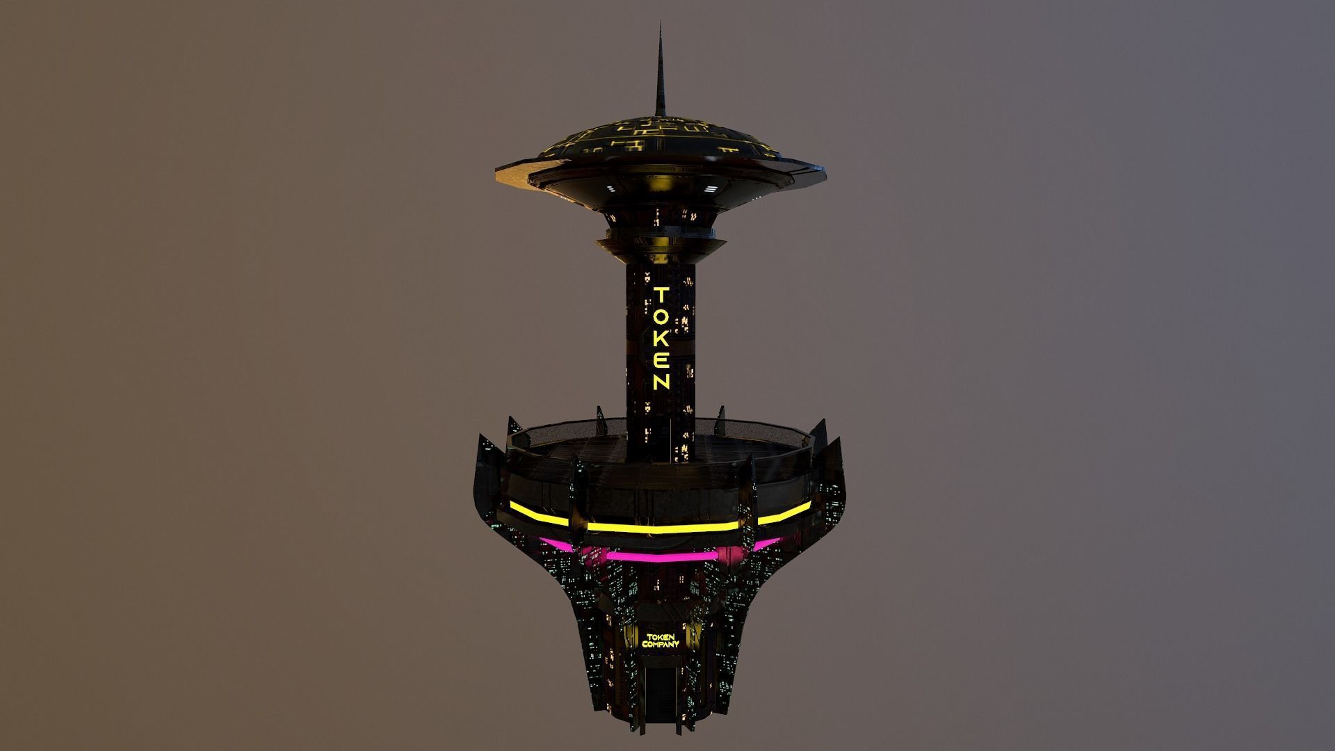 Cyberpunk City - Building 26 -TOKEN Skyscrape Low-poly 3D model Low-poly 3D model_19