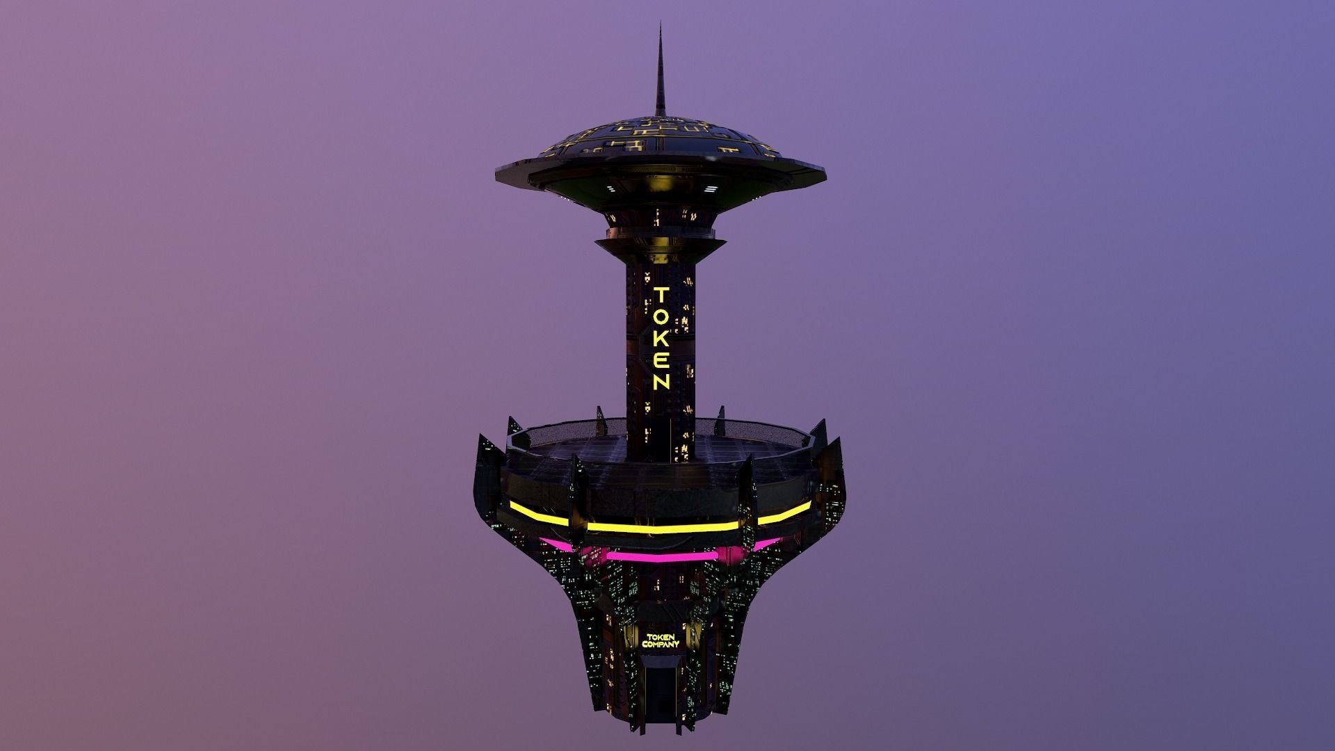 Cyberpunk City - Building 26 -TOKEN Skyscrape Low-poly 3D model Low-poly 3D model_27