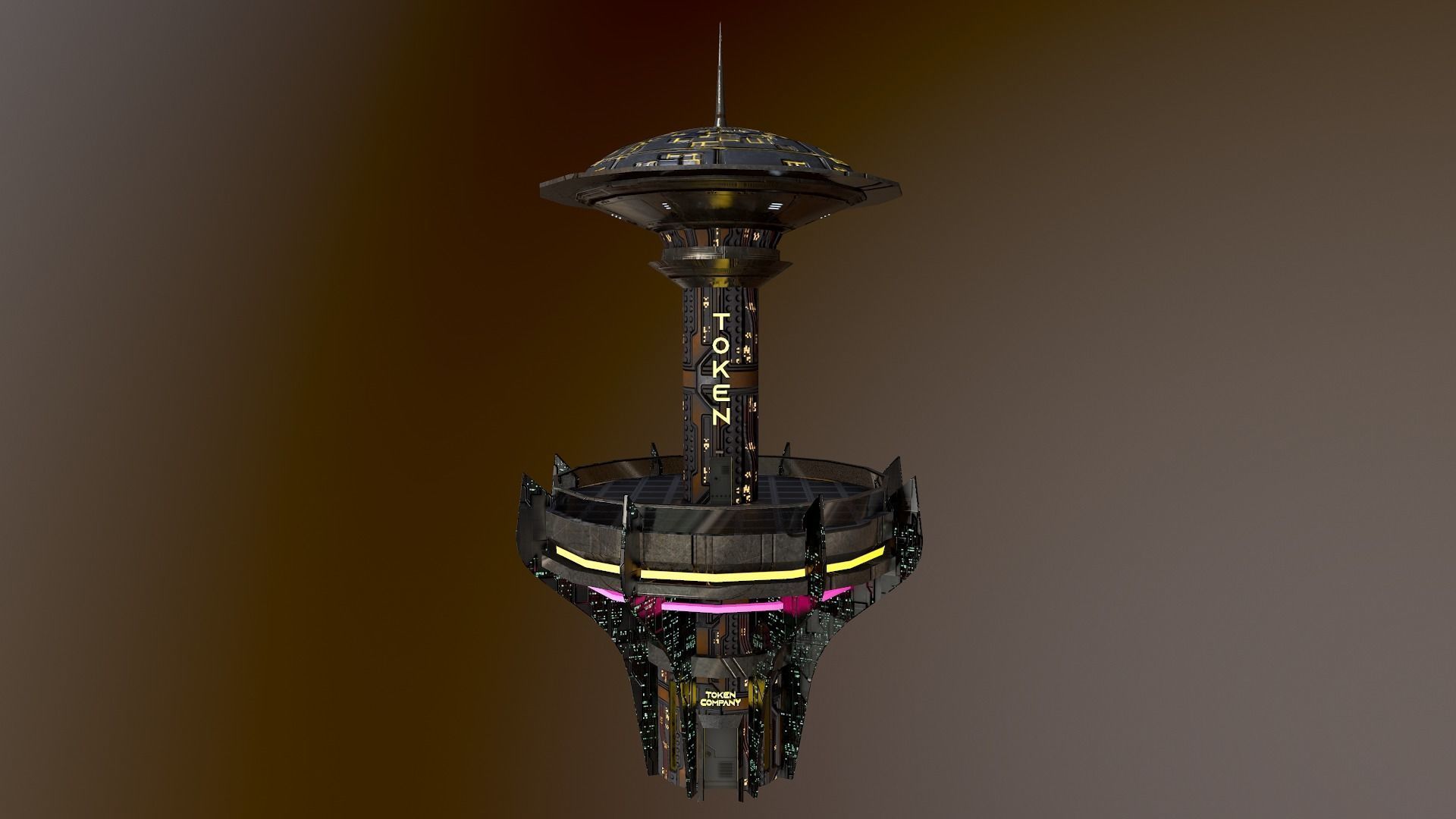 Cyberpunk City - Building 26 -TOKEN Skyscrape Low-poly 3D model Low-poly 3D model_17