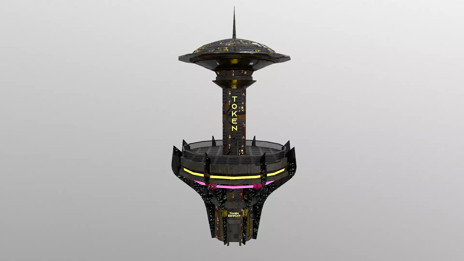 Cyberpunk City - Building 26 -TOKEN Skyscrape Low-poly 3D model Low-poly 3D model_0