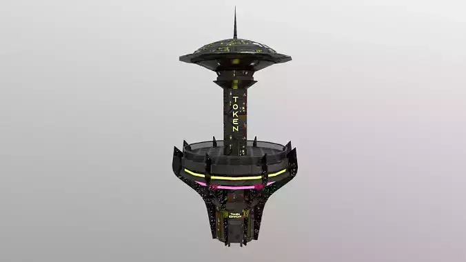 Cyberpunk City - Building 26 -TOKEN Skyscrape Low-poly 3D model