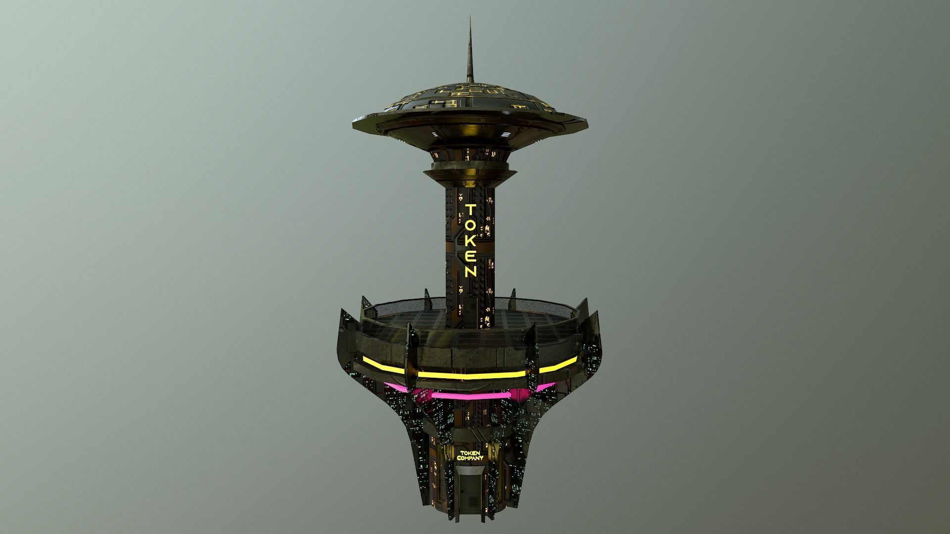 Cyberpunk City - Building 26 -TOKEN Skyscrape Low-poly 3D model Low-poly 3D model_20