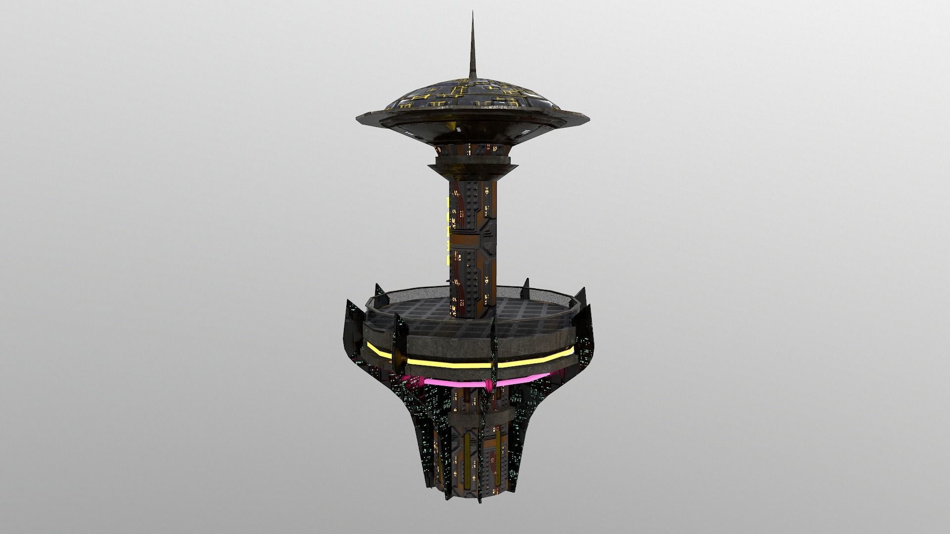 Cyberpunk City - Building 26 -TOKEN Skyscrape Low-poly 3D model Low-poly 3D model_4