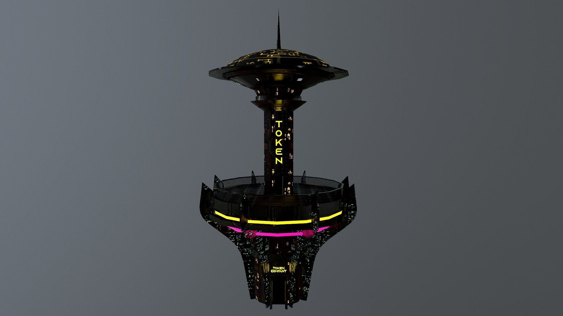 Cyberpunk City - Building 26 -TOKEN Skyscrape Low-poly 3D model Low-poly 3D model_29