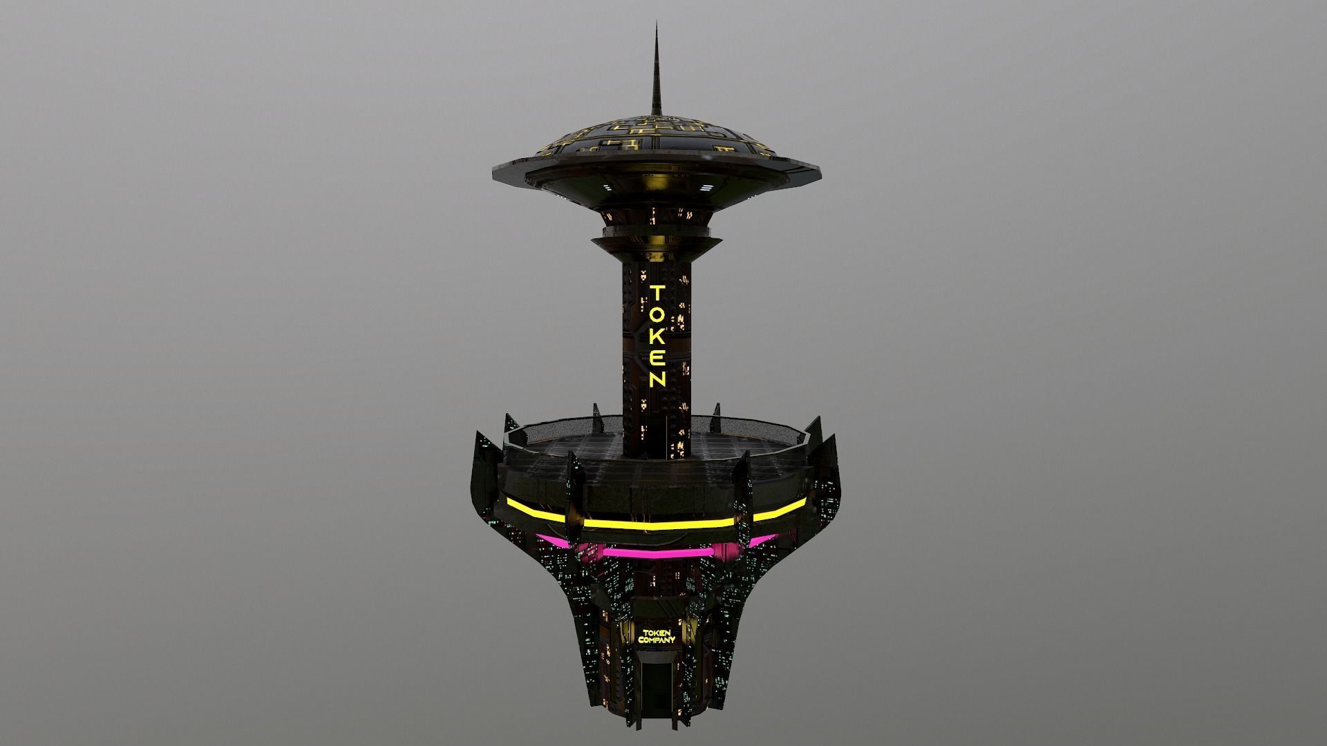 Cyberpunk City - Building 26 -TOKEN Skyscrape Low-poly 3D model Low-poly 3D model_28
