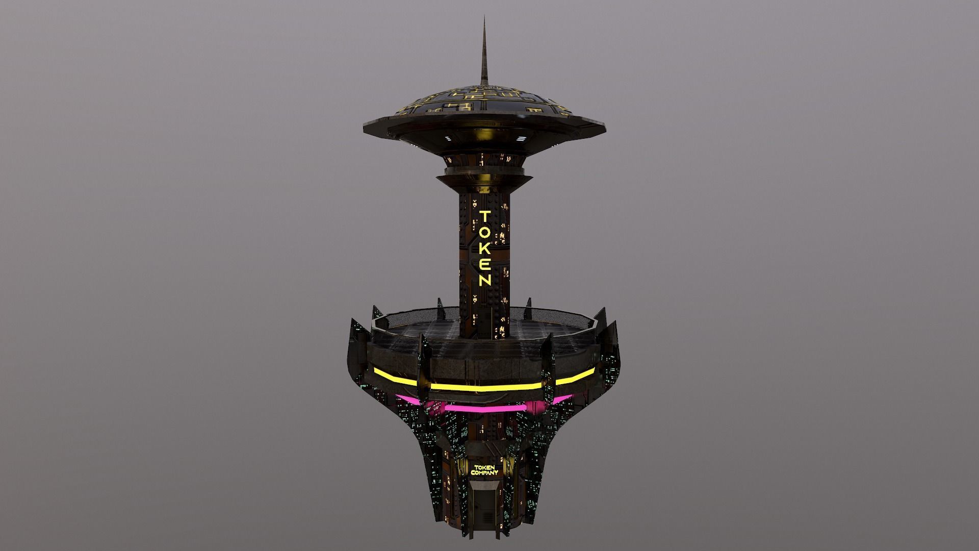 Cyberpunk City - Building 26 -TOKEN Skyscrape Low-poly 3D model Low-poly 3D model_25