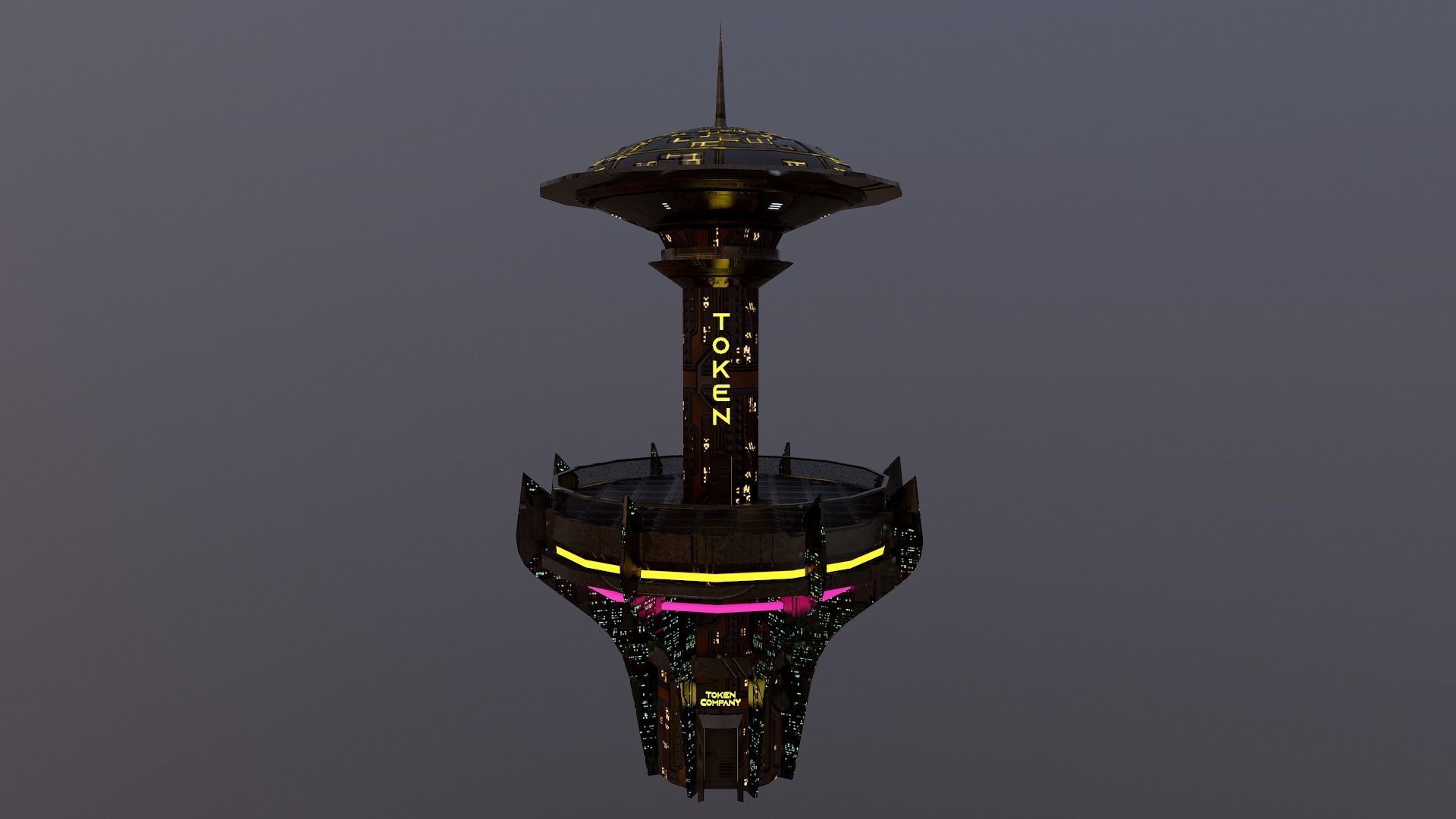 Cyberpunk City - Building 26 -TOKEN Skyscrape Low-poly 3D model Low-poly 3D model_24