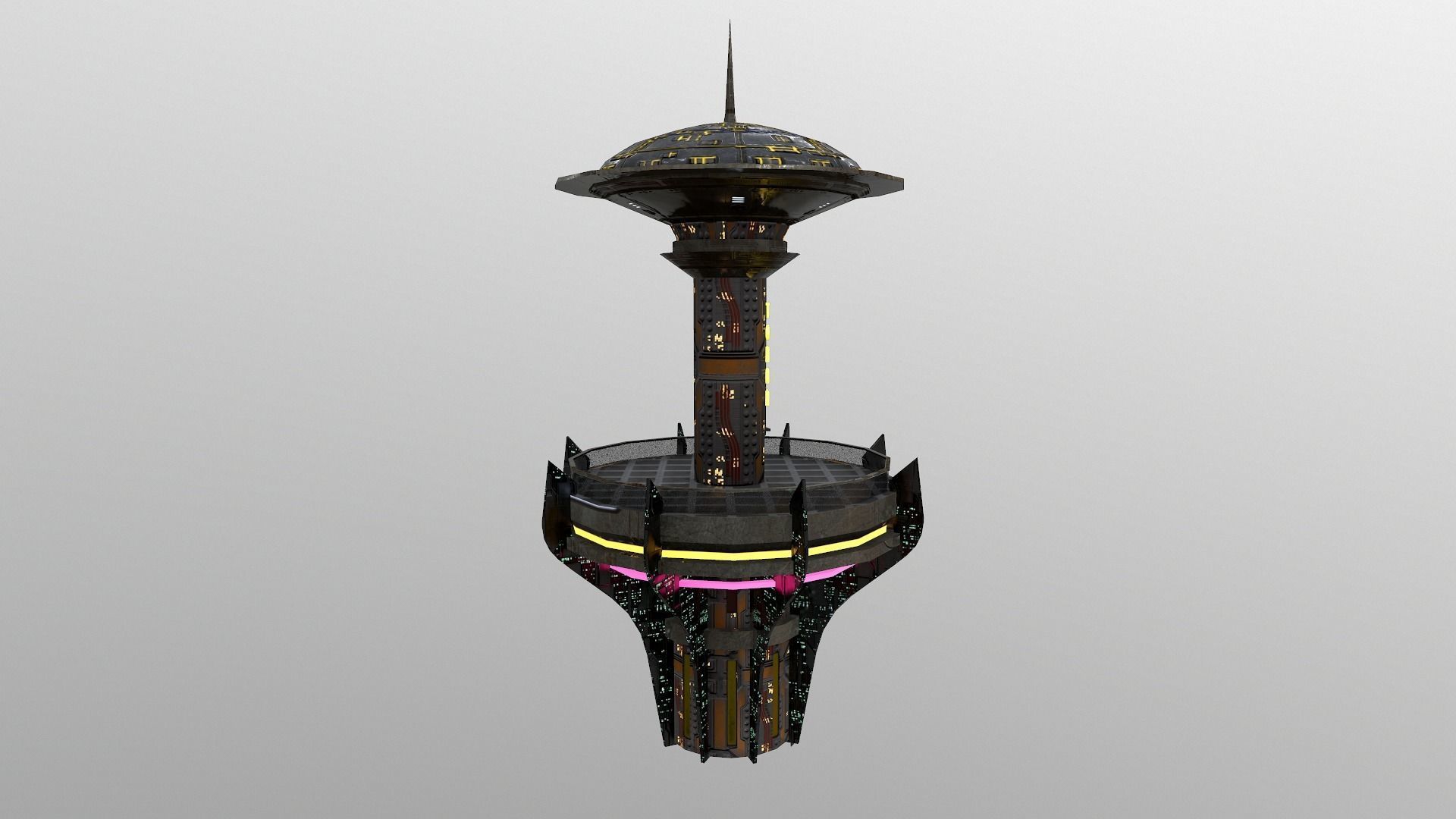 Cyberpunk City - Building 26 -TOKEN Skyscrape Low-poly 3D model Low-poly 3D model_2
