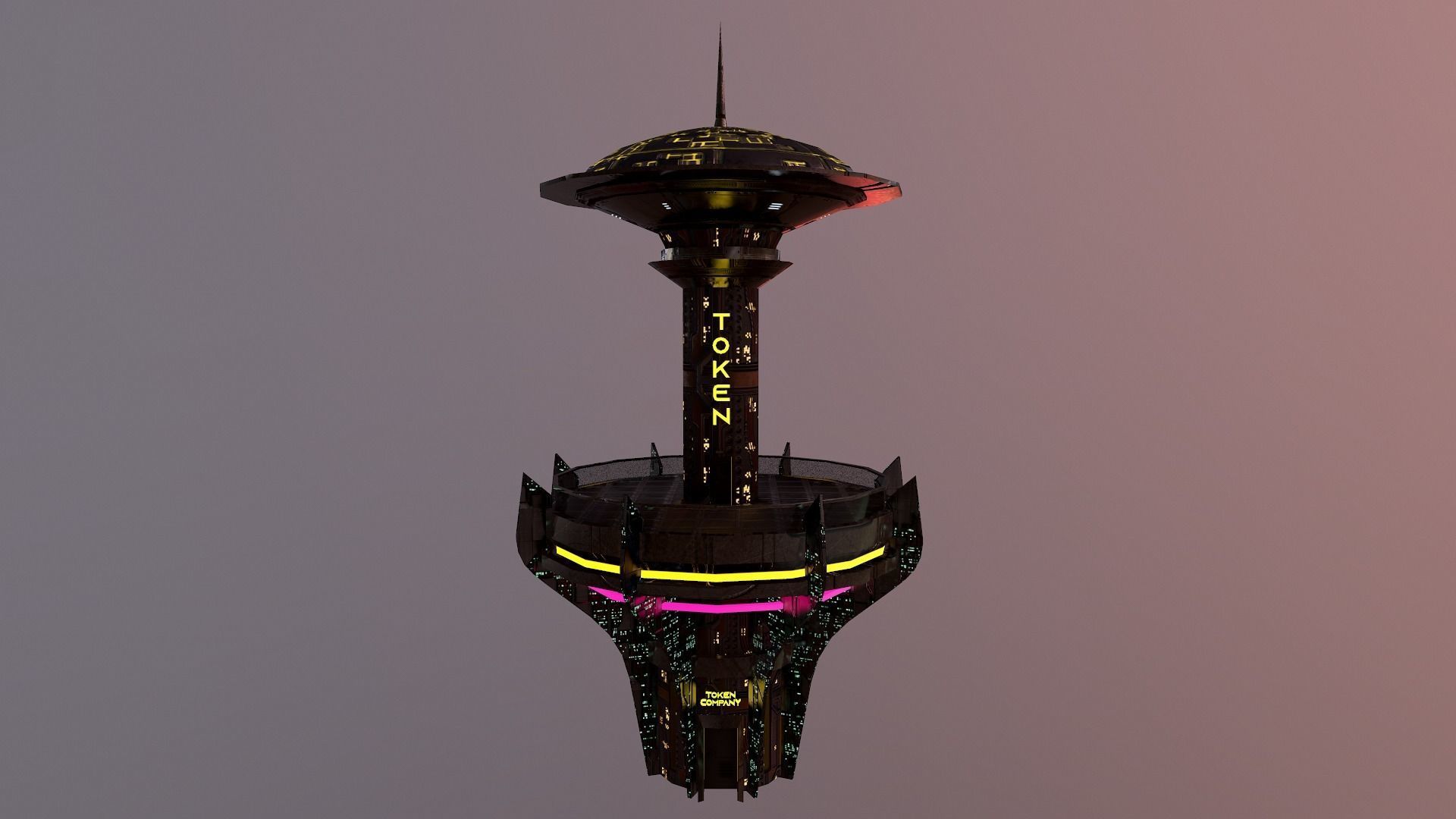 Cyberpunk City - Building 26 -TOKEN Skyscrape Low-poly 3D model Low-poly 3D model_30