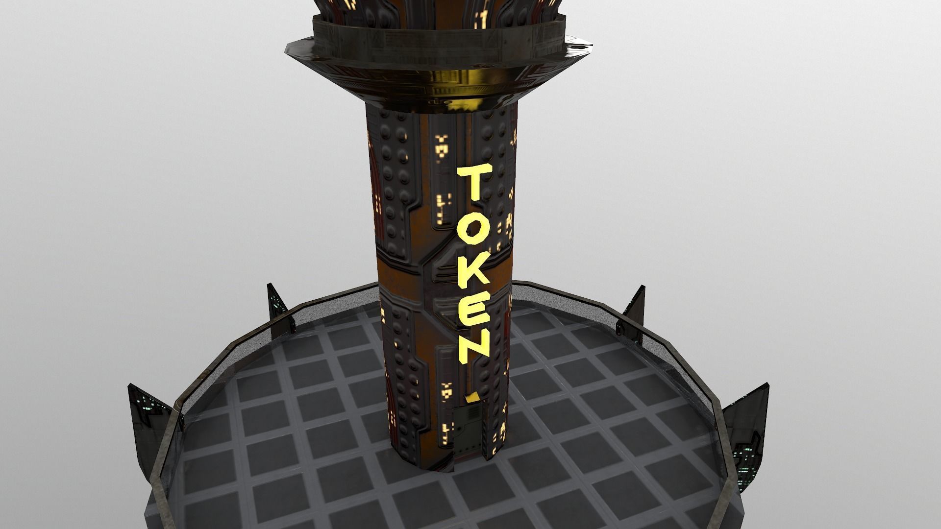Cyberpunk City - Building 26 -TOKEN Skyscrape Low-poly 3D model Low-poly 3D model_8