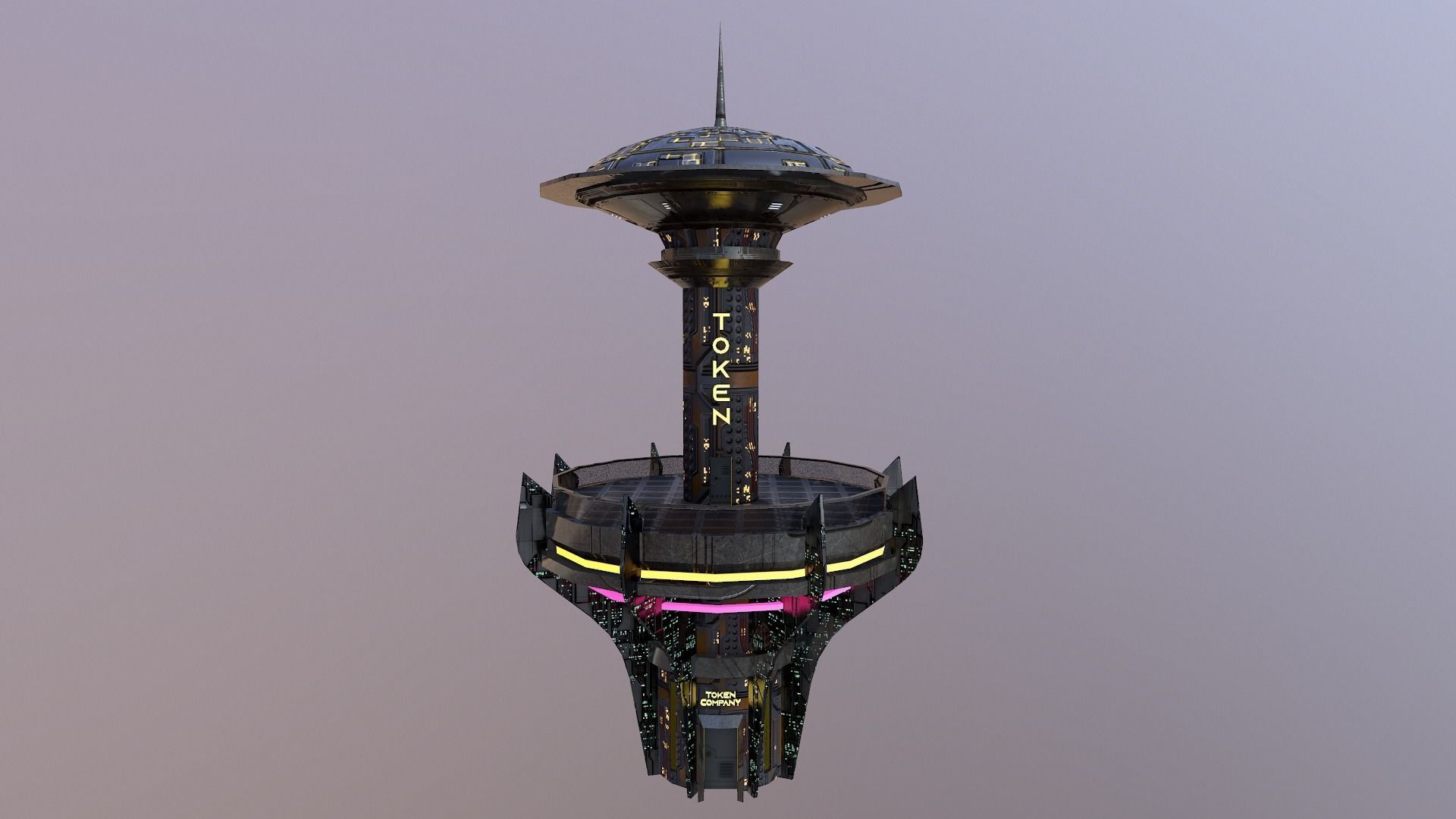 Cyberpunk City - Building 26 -TOKEN Skyscrape Low-poly 3D model Low-poly 3D model_16