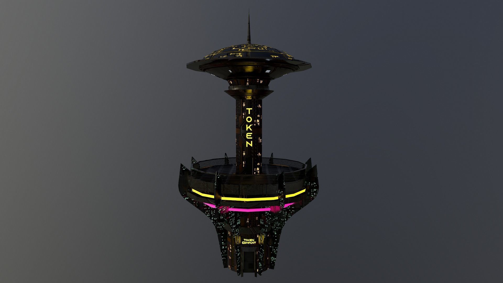 Cyberpunk City - Building 26 -TOKEN Skyscrape Low-poly 3D model Low-poly 3D model_18