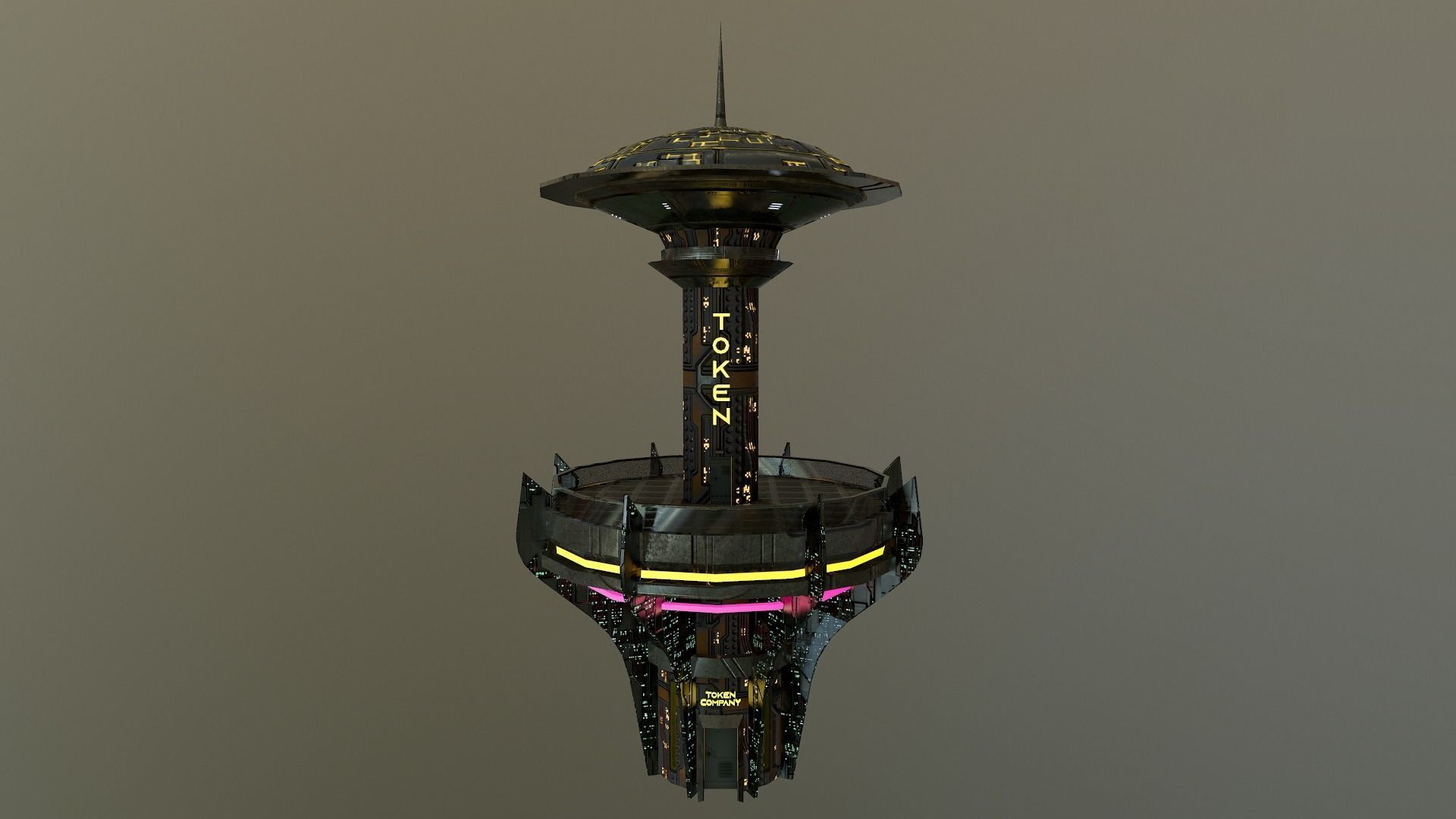 Cyberpunk City - Building 26 -TOKEN Skyscrape Low-poly 3D model Low-poly 3D model_21