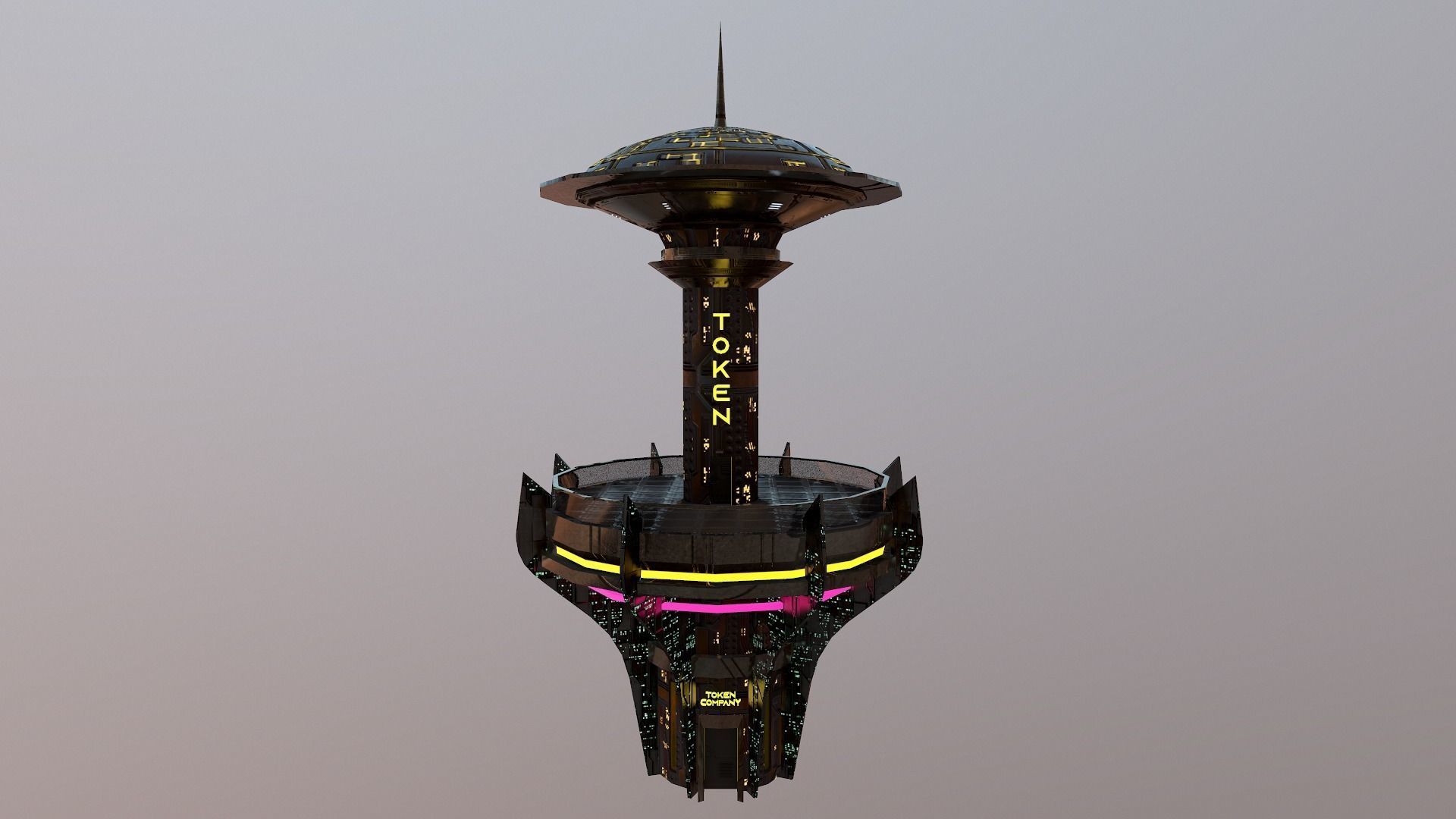 Cyberpunk City - Building 26 -TOKEN Skyscrape Low-poly 3D model Low-poly 3D model_15