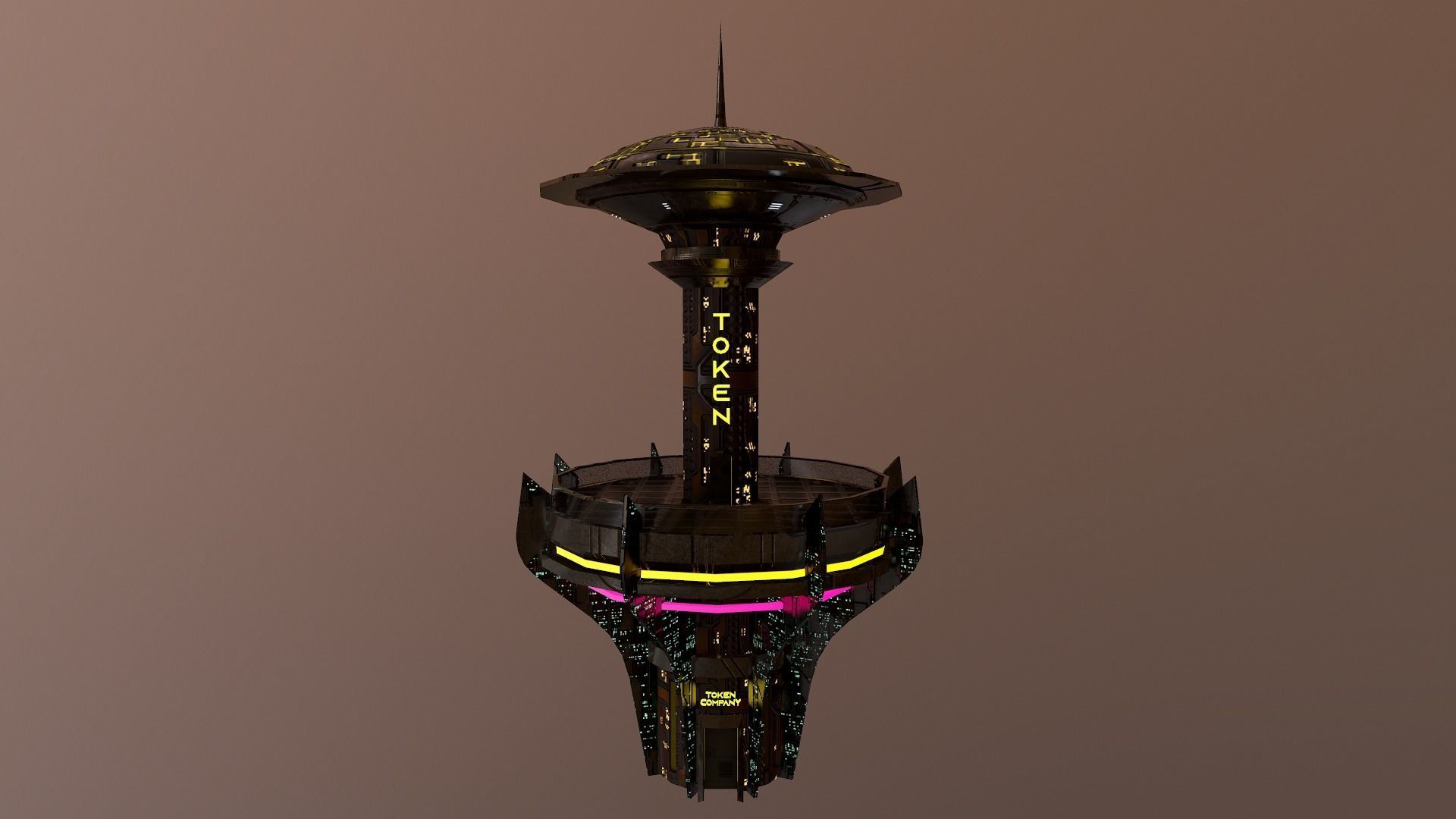 Cyberpunk City - Building 26 -TOKEN Skyscrape Low-poly 3D model Low-poly 3D model_13