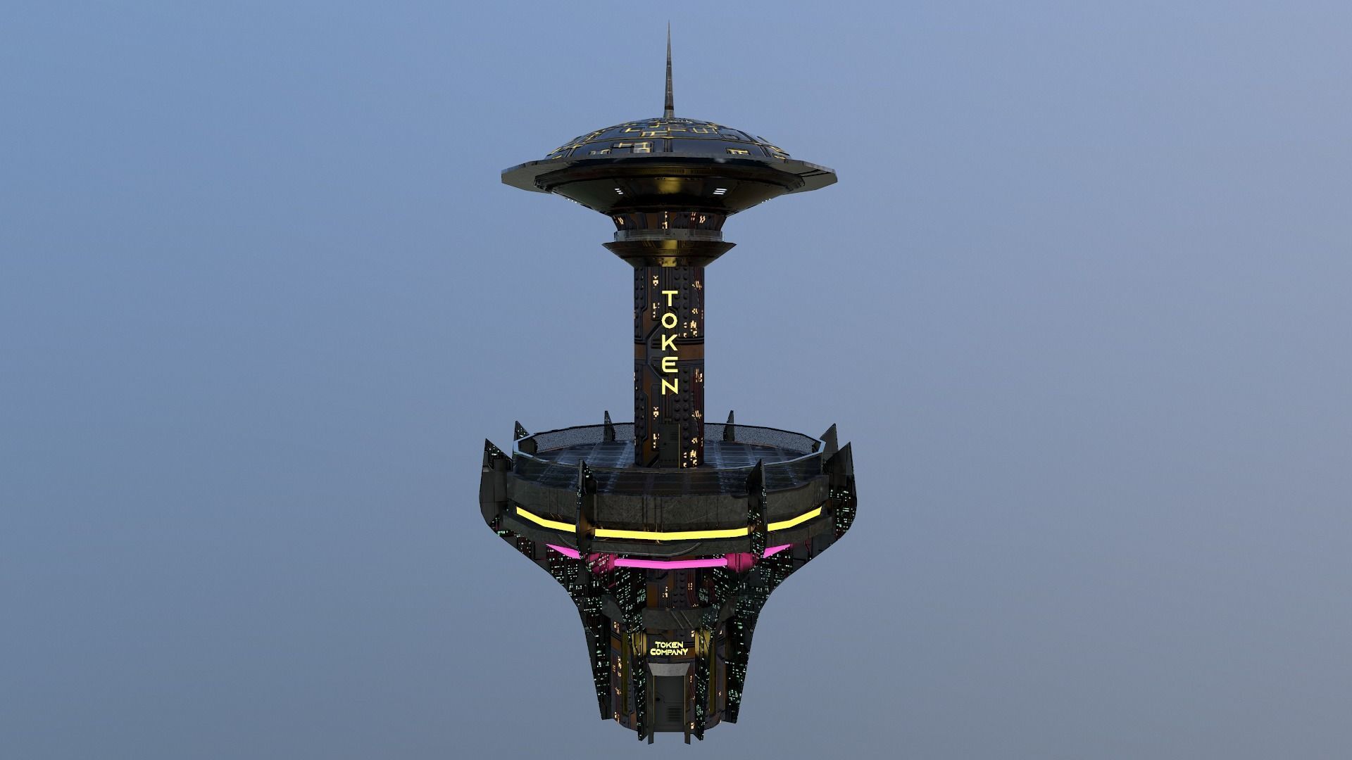 Cyberpunk City - Building 26 -TOKEN Skyscrape Low-poly 3D model Low-poly 3D model_26