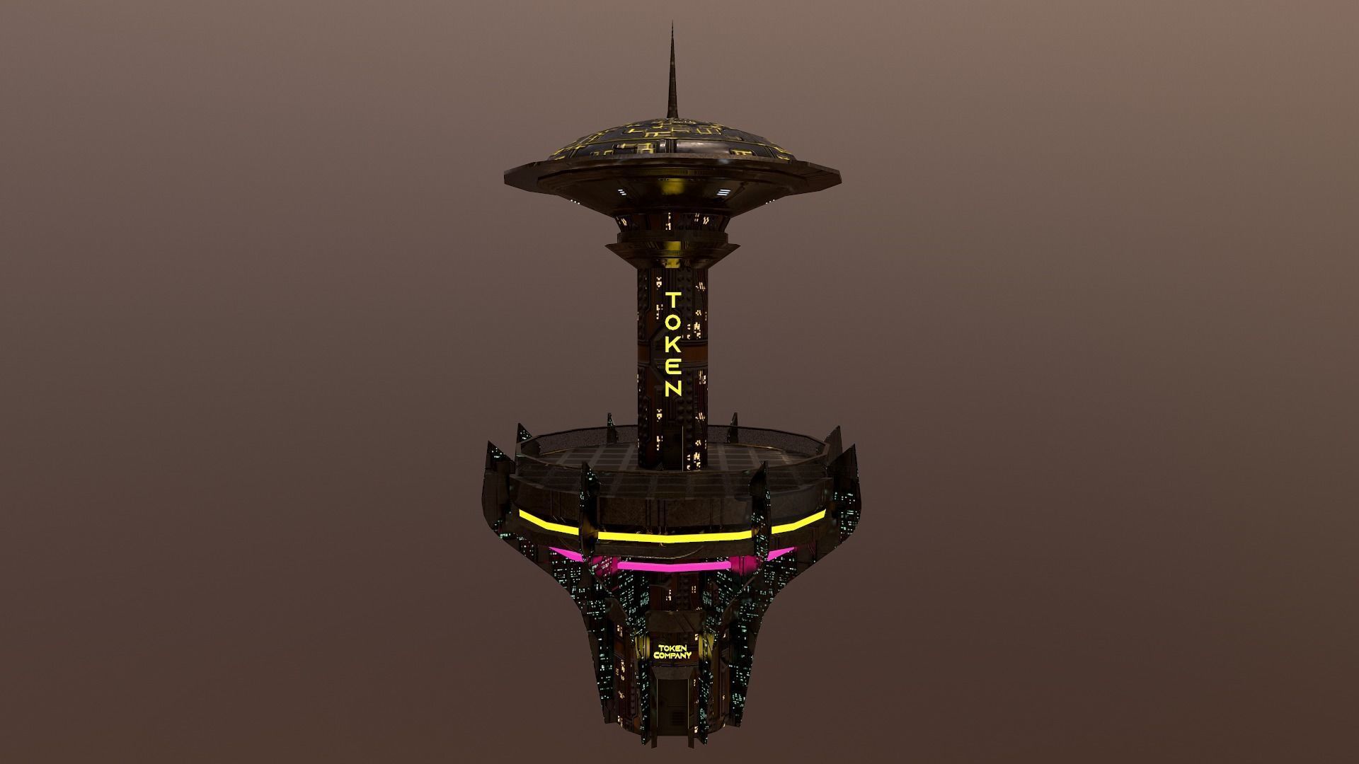 Cyberpunk City - Building 26 -TOKEN Skyscrape Low-poly 3D model Low-poly 3D model_22