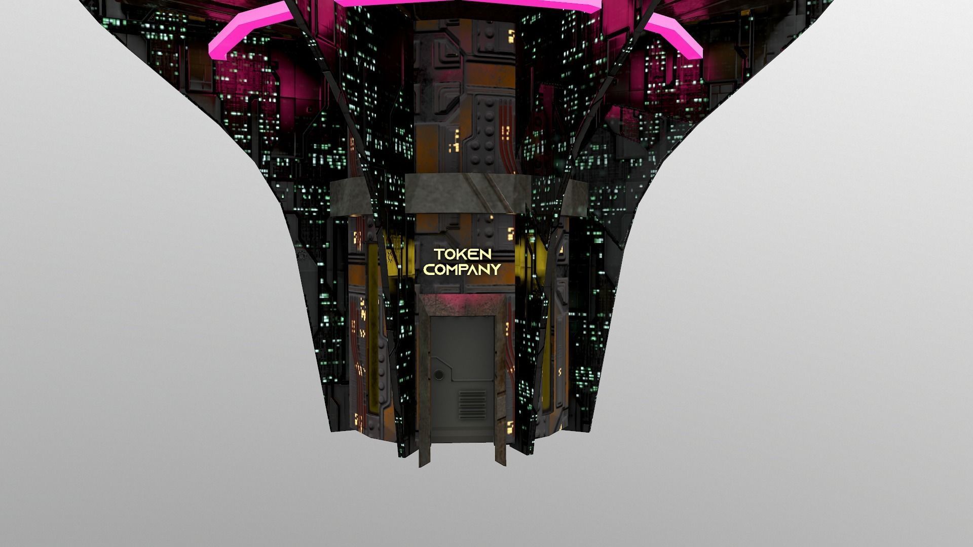 Cyberpunk City - Building 26 -TOKEN Skyscrape Low-poly 3D model Low-poly 3D model_5