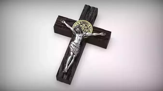 Pectoral Wooden Crucifix Cross Jesus Christ 3D print model