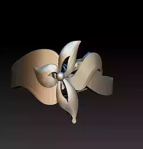 ring34 silver ring with flower