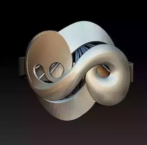 ring33 silver sculpture with swirl