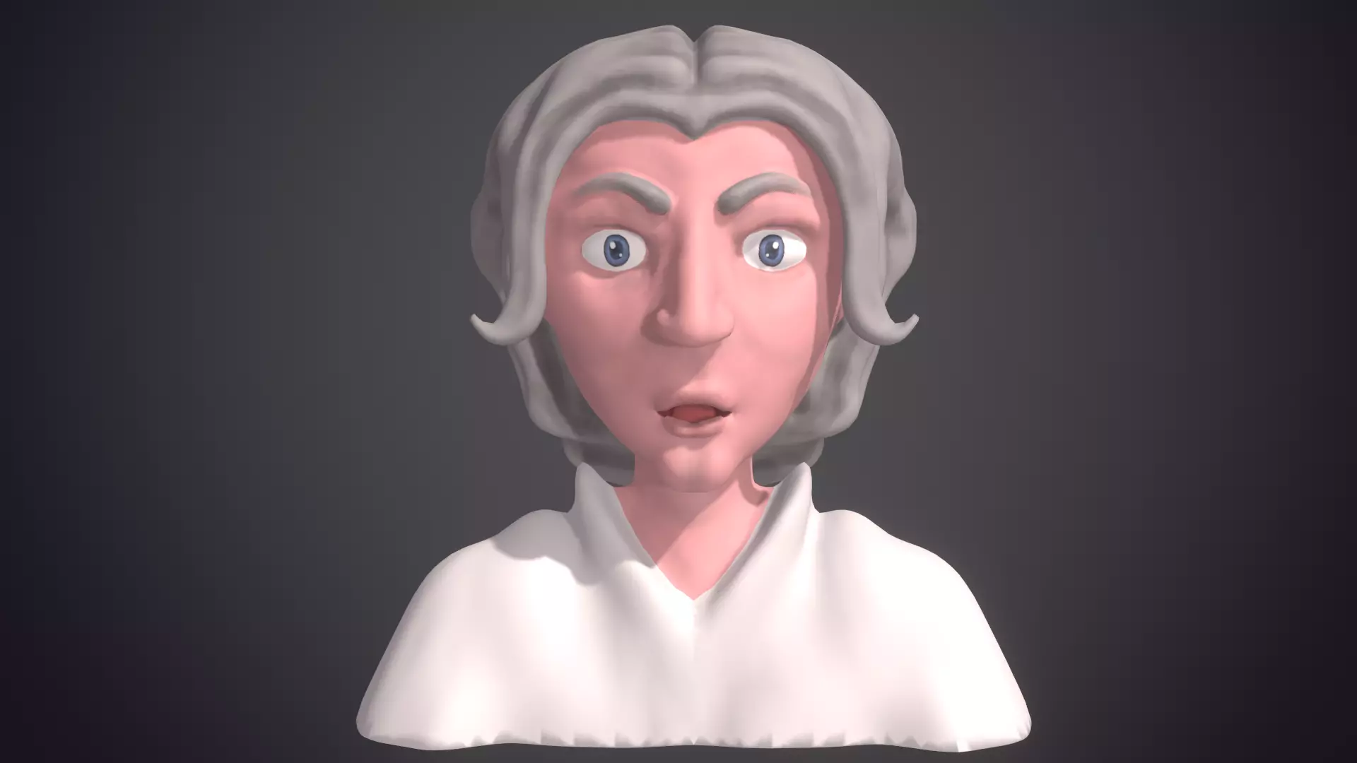 old man head statue 3D model_0