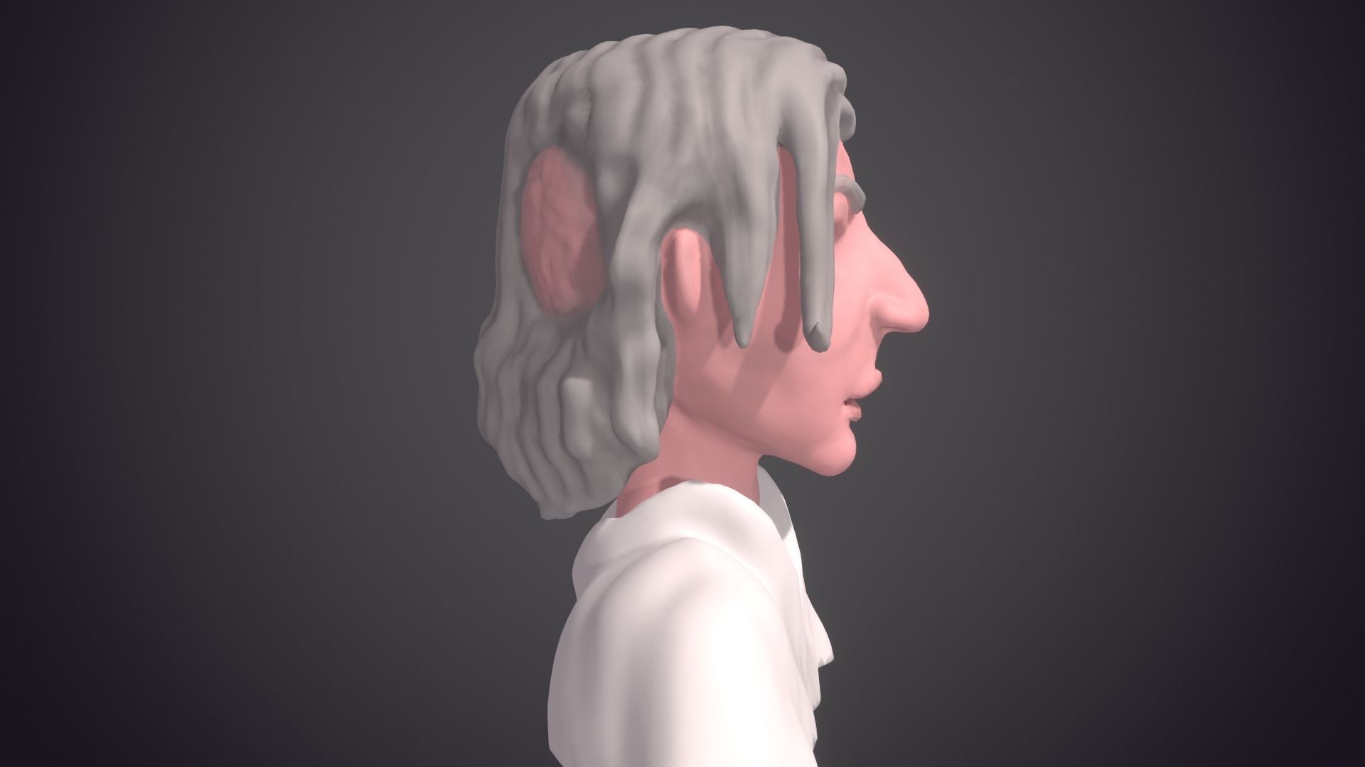 old man head statue 3D model_3