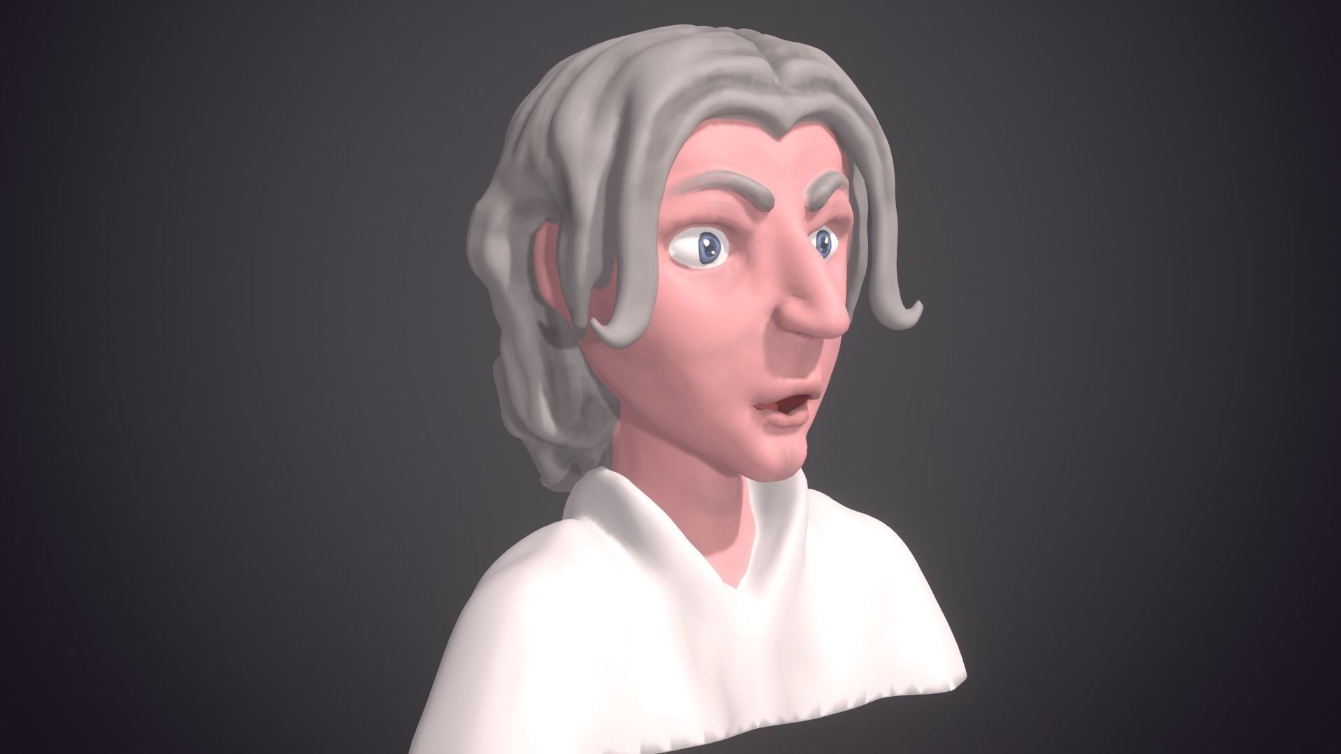 old man head statue 3D model_2