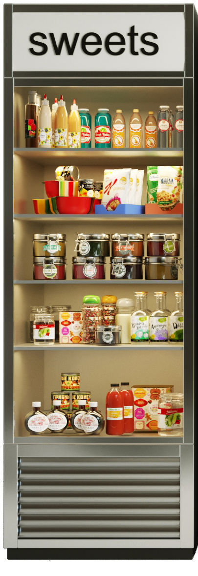 Showcase in a supermarket Products 3D model_2