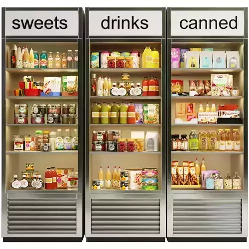 Showcase in a supermarket Products 3D model