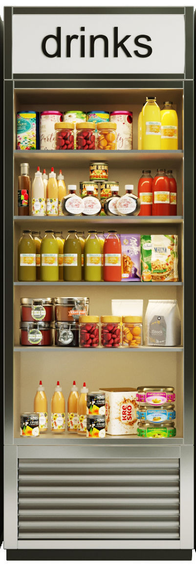 Showcase in a supermarket Products 3D model_3