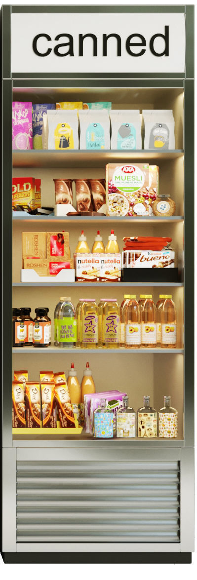 Showcase in a supermarket Products 3D model_4