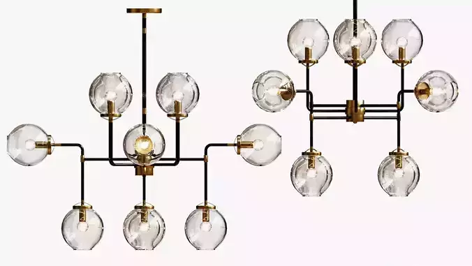 CHANDELIER BISTRO GLOBE CLEAR GLASS CHANDELIER 12 3D model