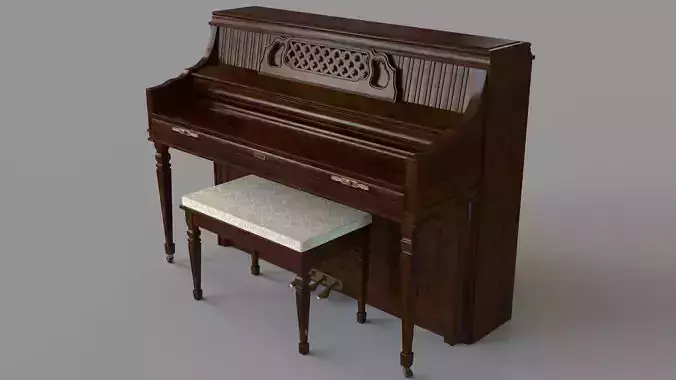 Kimball Artist Console Upright Piano 80 Antique Walnut