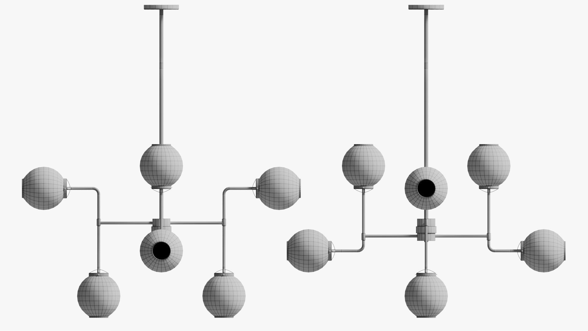 bistro globe clear glass chandelier 8 3D model_6