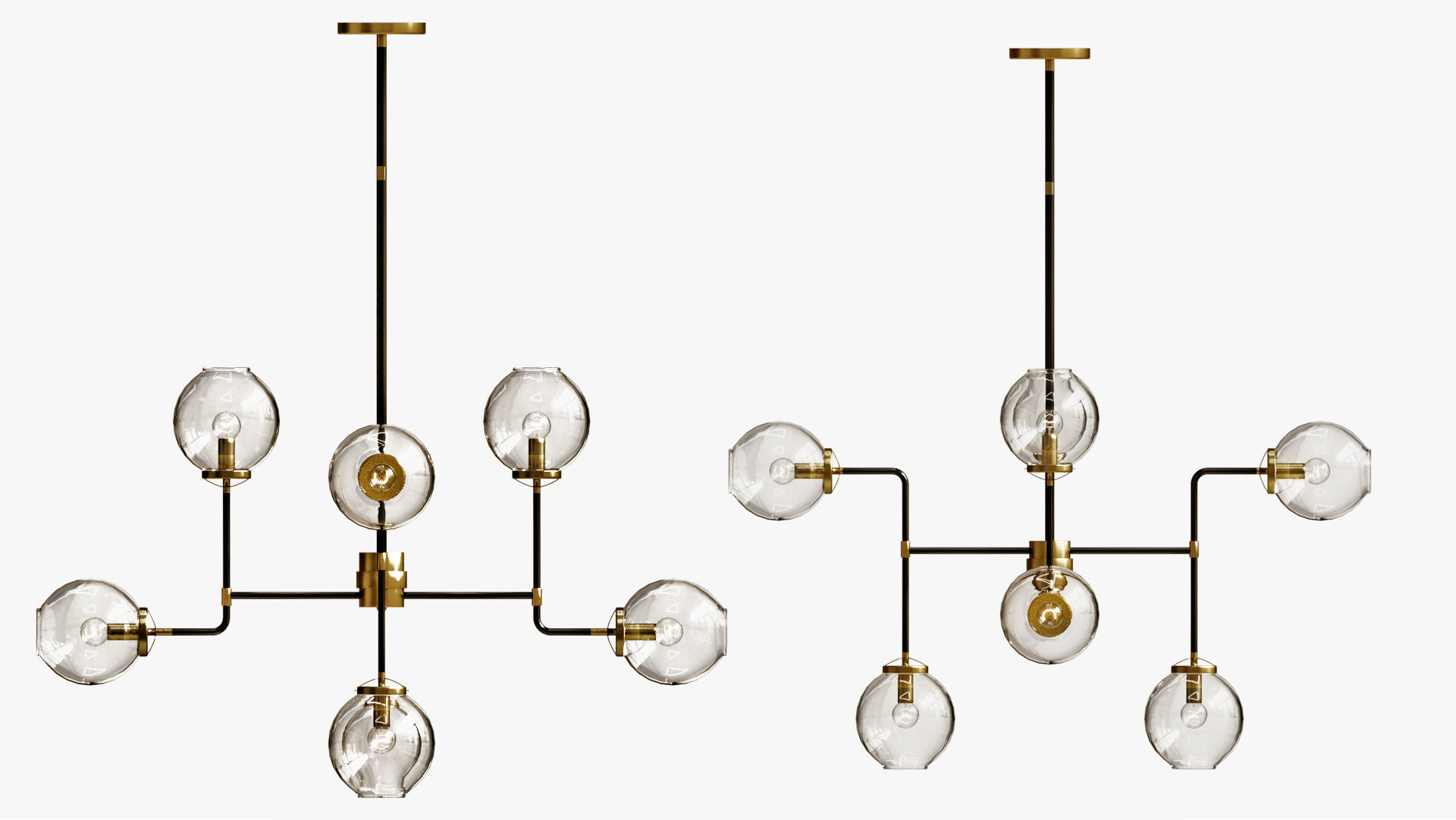 bistro globe clear glass chandelier 8 3D model_2