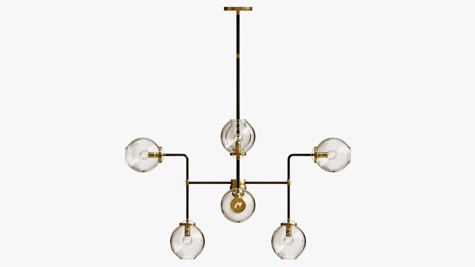 bistro globe clear glass chandelier 8 3D model_4