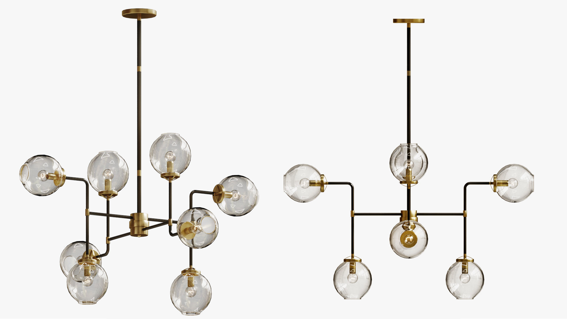 bistro globe clear glass chandelier 8 3D model_1
