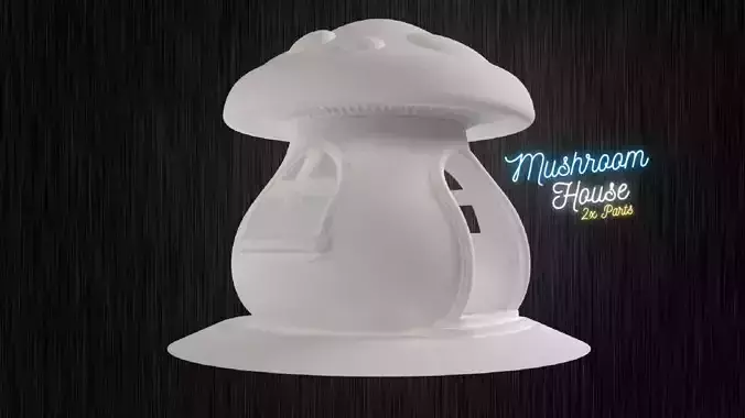 Mushroom House 3D Print Model 2 Parts Base with walls and Cap