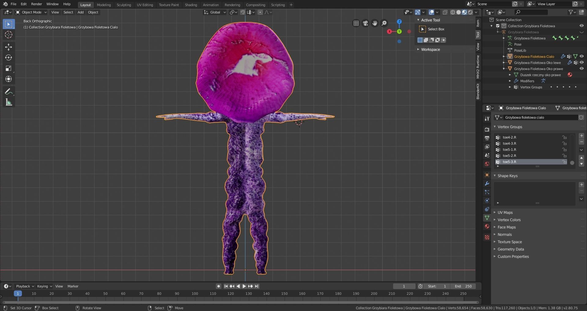 Mushrowoman - Grzybiara - No3  Low-poly 3D model_13