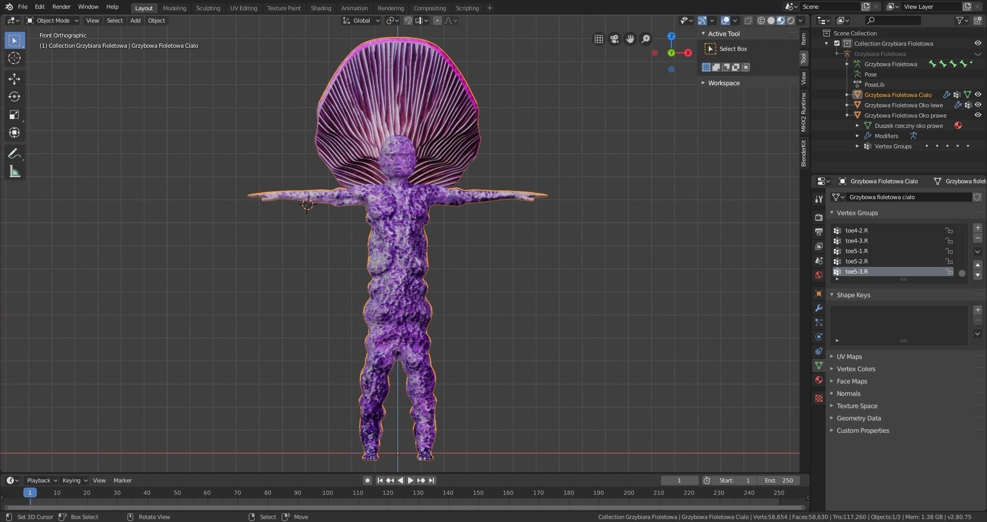 Mushrowoman - Grzybiara - No3  Low-poly 3D model_12