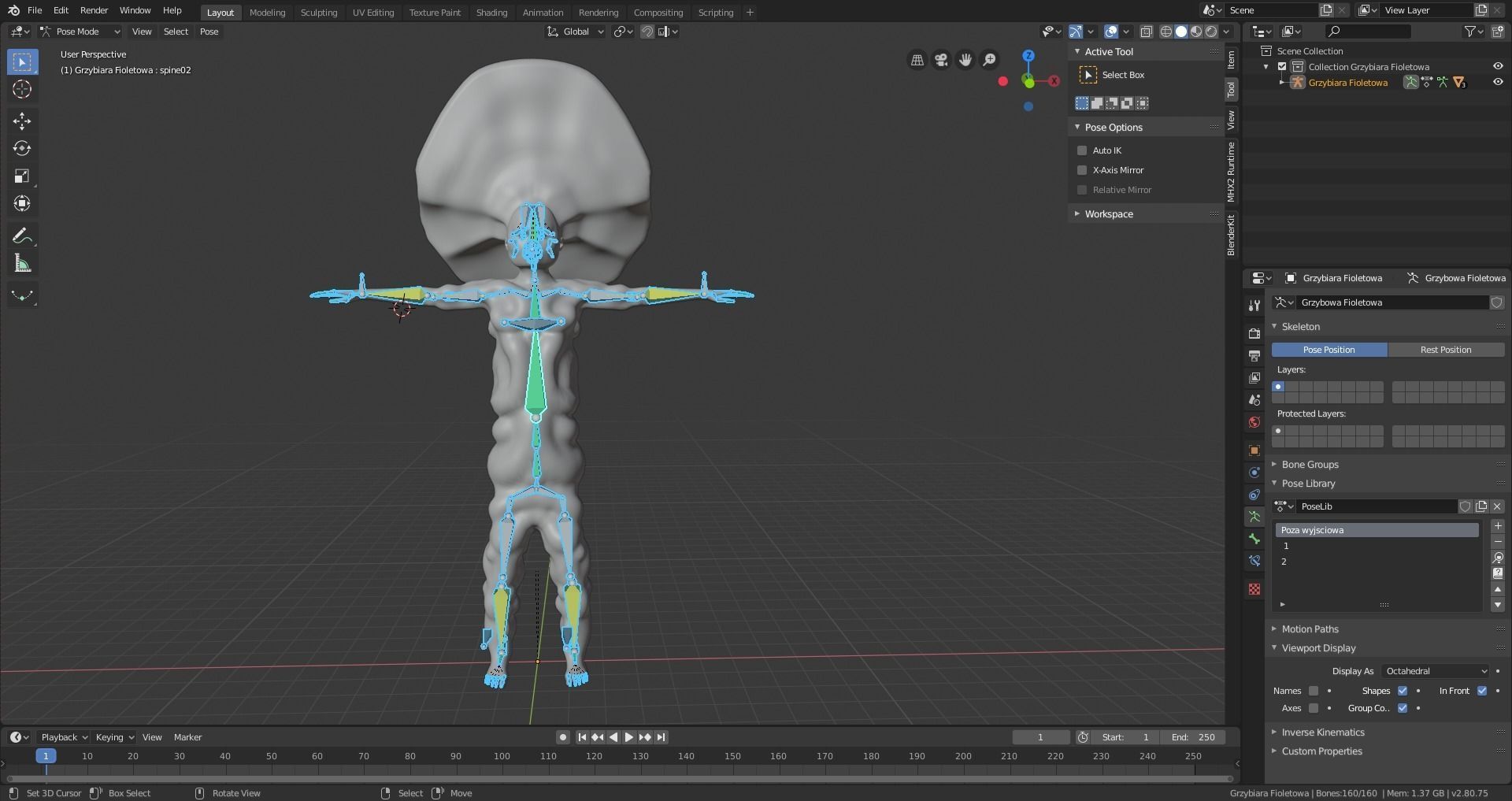Mushrowoman - Grzybiara - No3  Low-poly 3D model_10