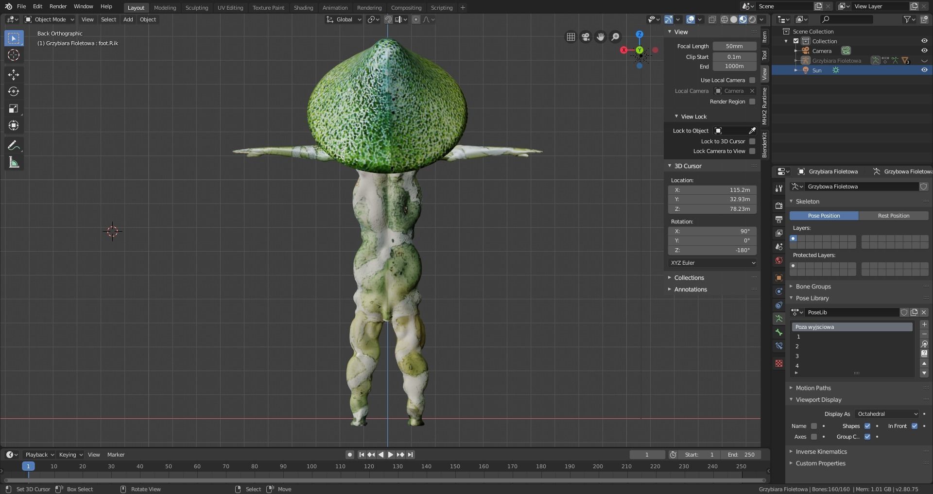 Mushrowoman - Grzybiara - No4 Low-poly 3D model_13