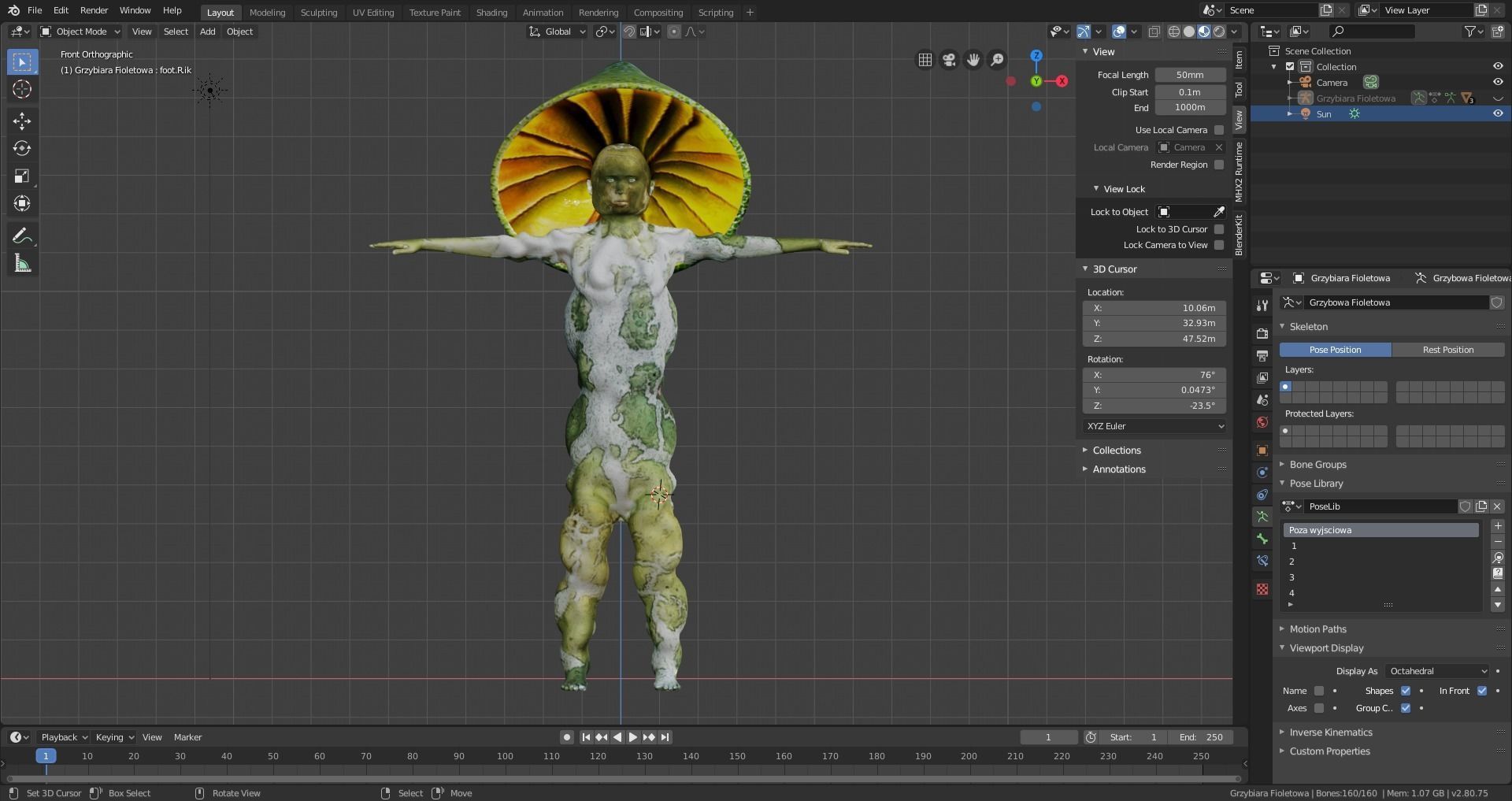 Mushrowoman - Grzybiara - No4 Low-poly 3D model_12