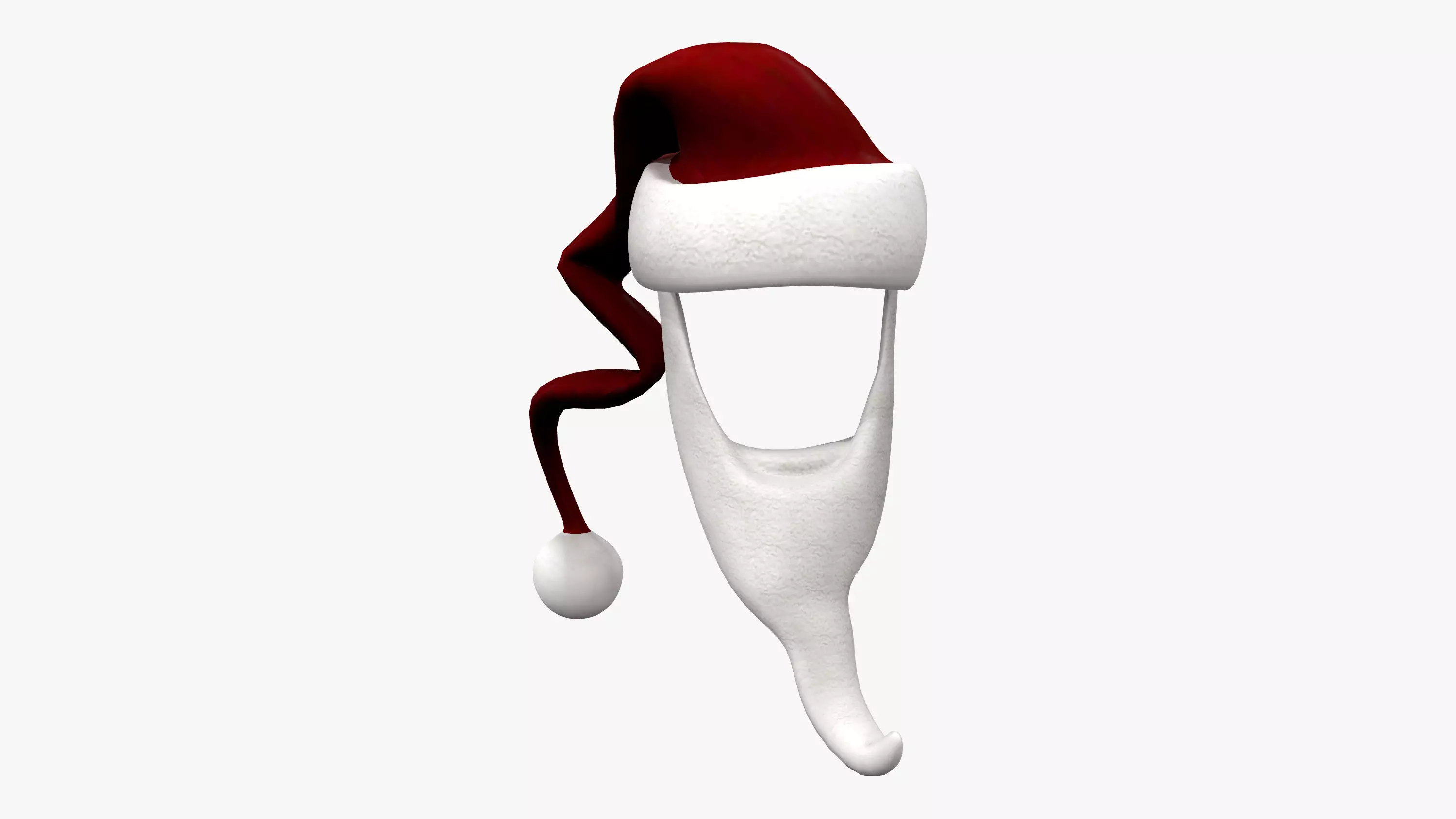 Plush Xmas Beard and Hat Low-poly 3D model_0