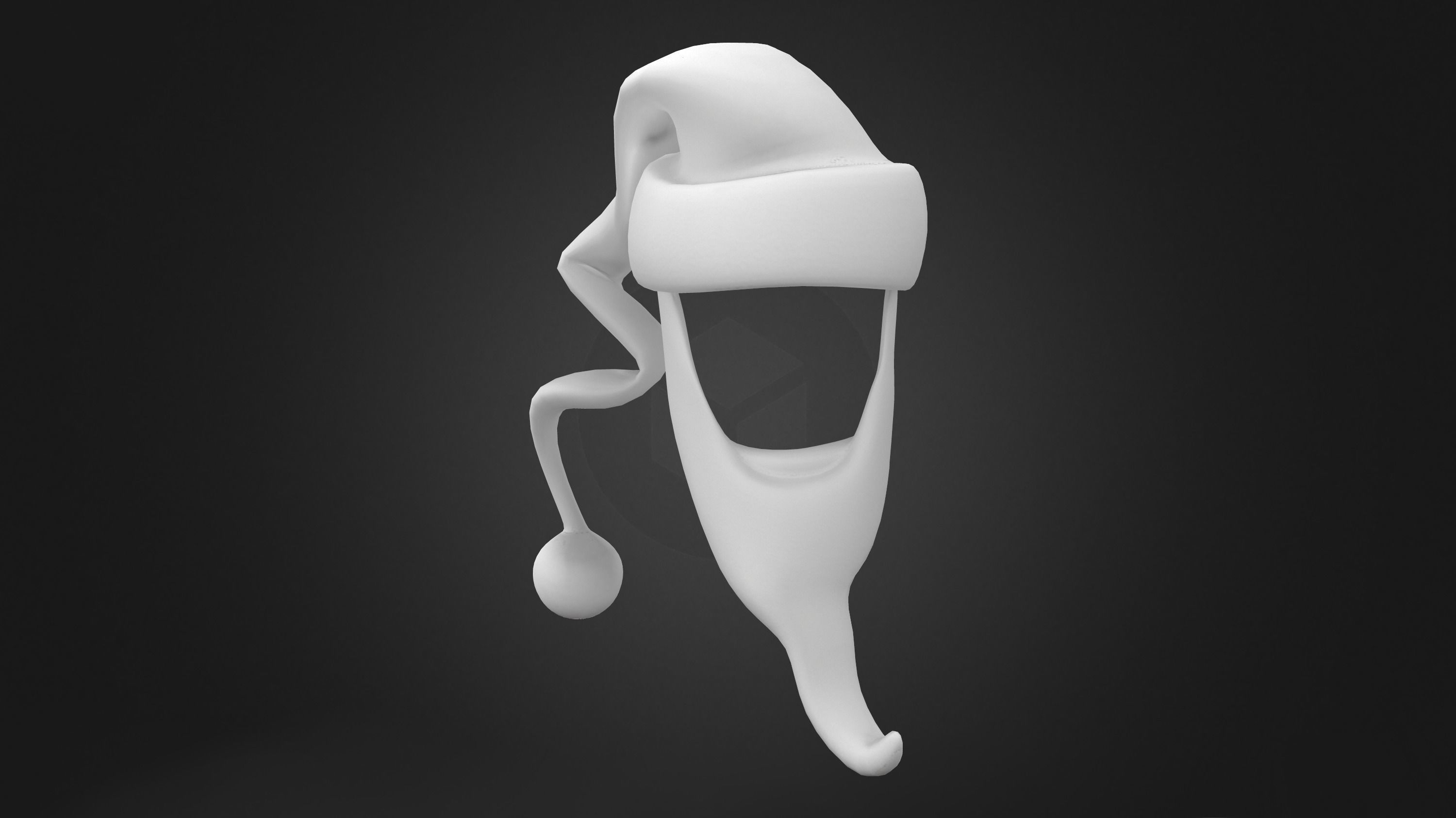 Plush Xmas Beard and Hat Low-poly 3D model_5